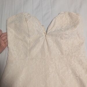 Charlotte Russe Elegant Cream Lace Strapless Dress